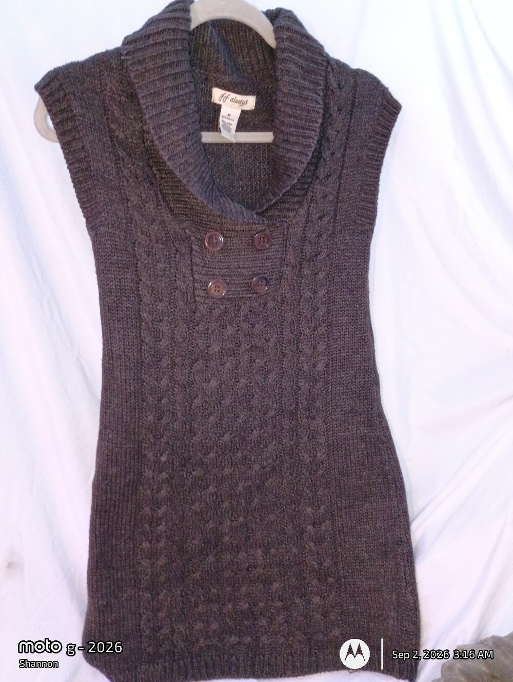 Cable Knit Sleeveless Sweater Dress Tunic - Dark Gray